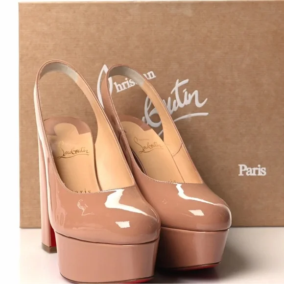 Christian Louboutin Nude Slingback Heels - Picture 2 of 7